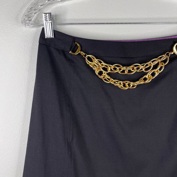Milly of New York Black Mini Skirt 6 Gold Chain Y2K - Picture 15 of 16